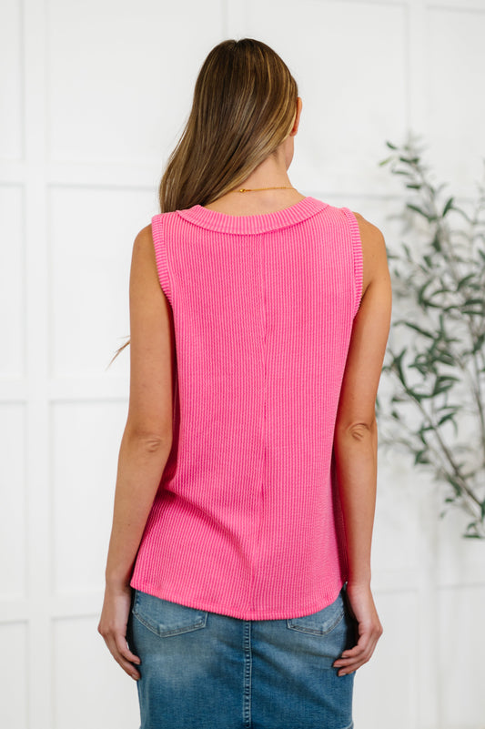 Thread Lightly Ribbed Knit Tank | Strawberry Pink