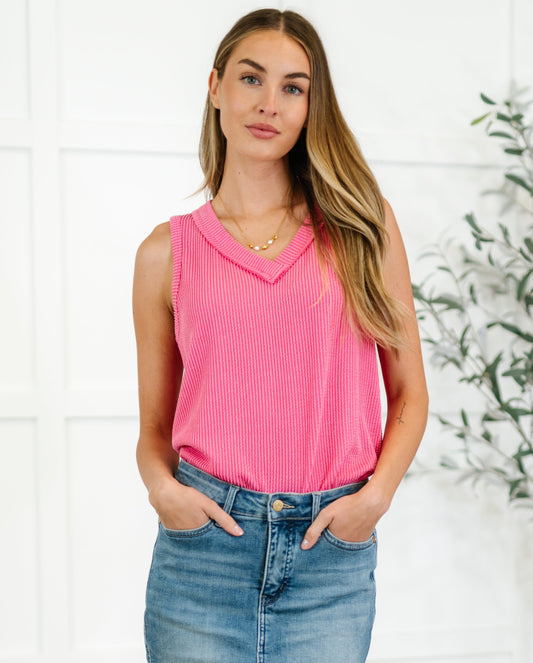 Thread Lightly Ribbed Knit Tank | Strawberry Pink