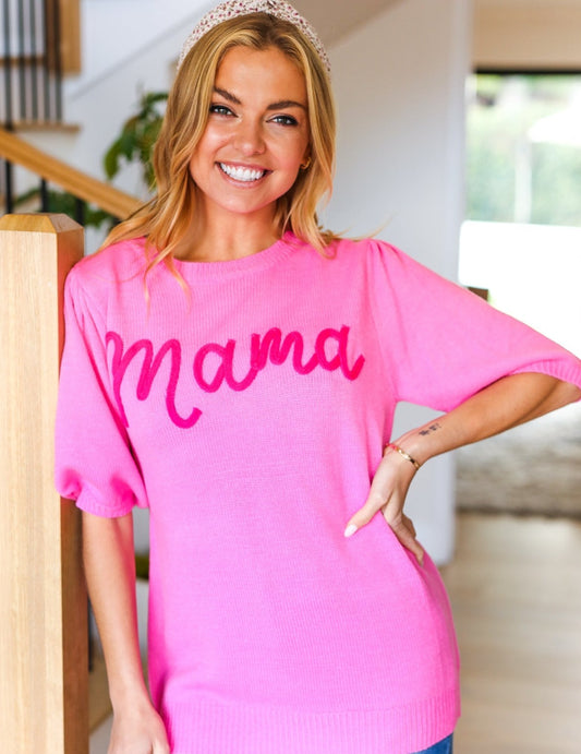 Take A Bow "Mama" Embroidery Sweater
