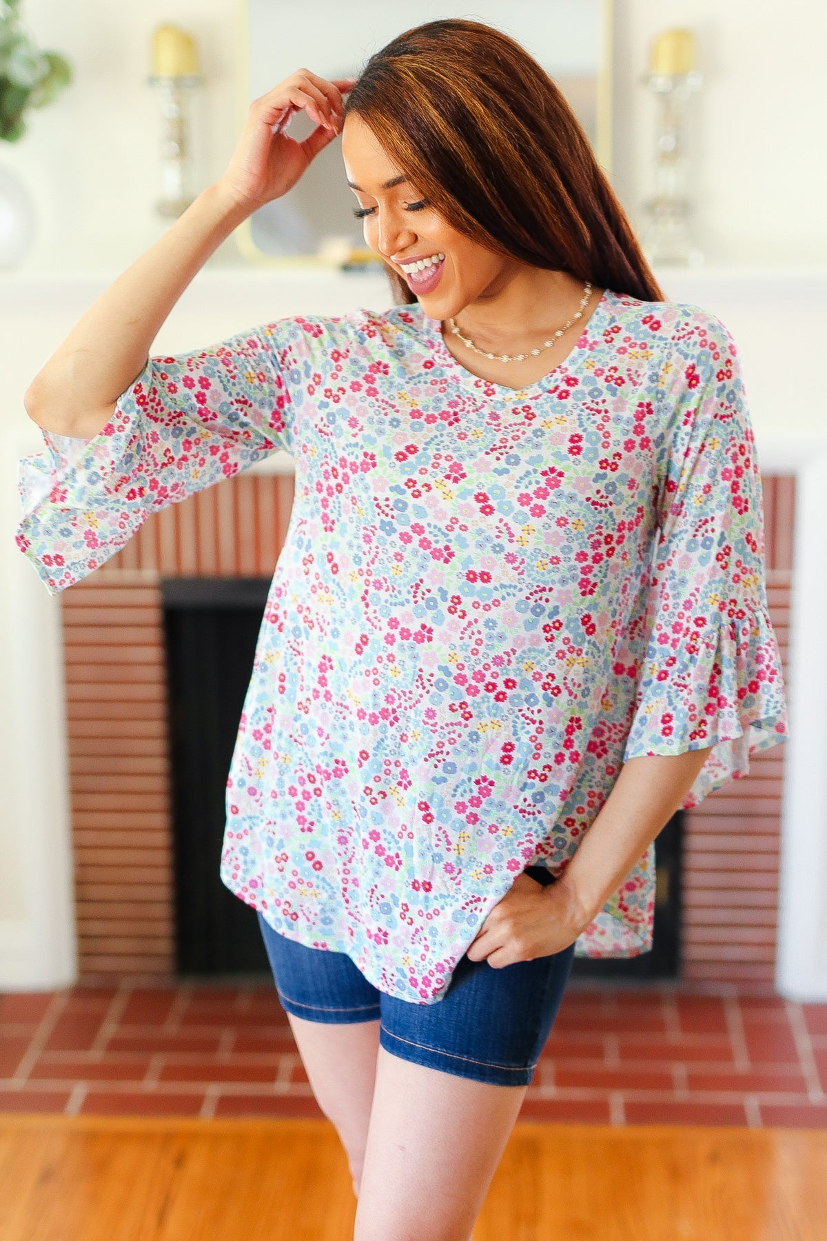 Feeling It Floral Ruffle Top