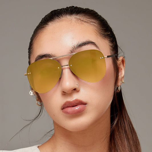 Megan Aviator Sunglasses | Mirrored Bronze