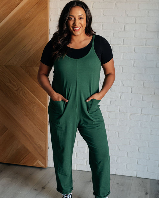 Totally Me Spaghetti Strap Jumpsuit | Dark Green