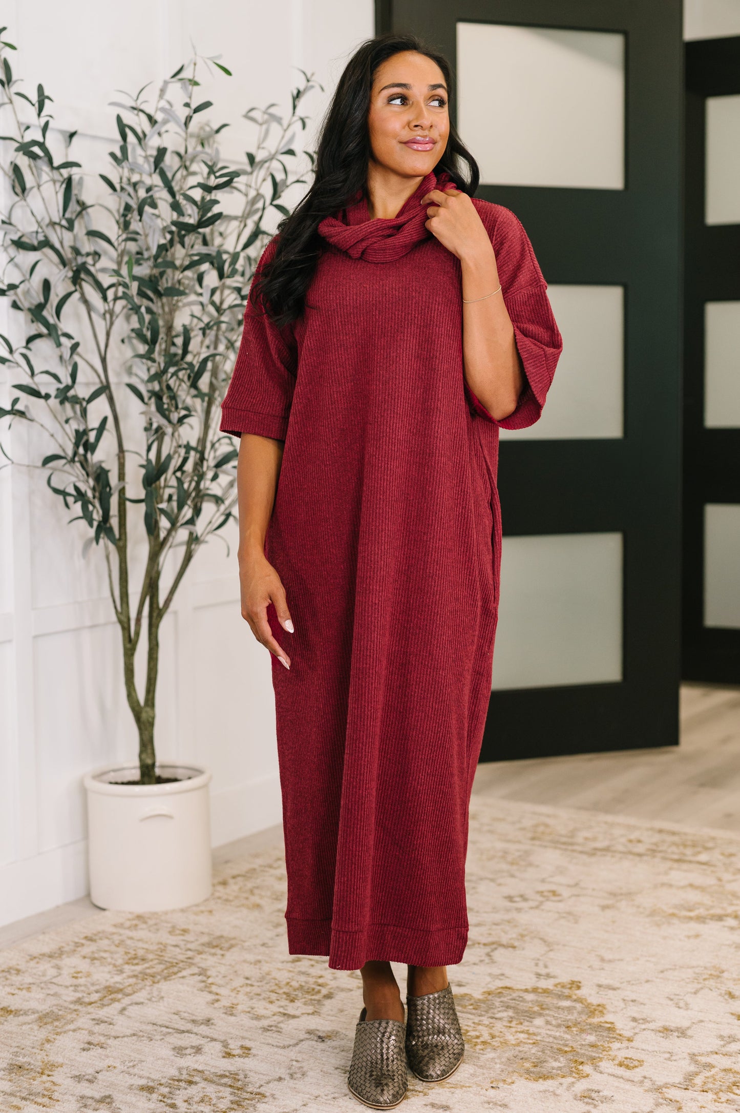 Travel Envy Ribbed Dress | Wine