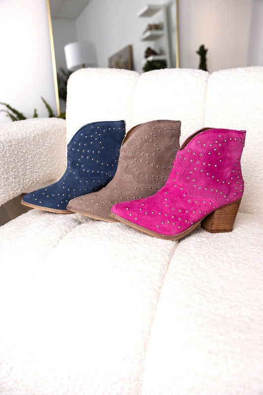 Twilight Studded Heeled Ankle Booties | Magenta