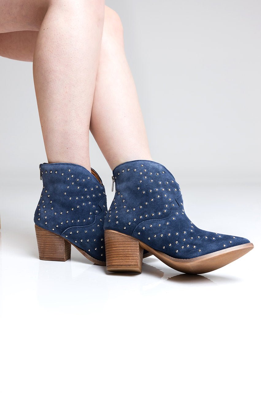 Twilight Studded Heeled Ankle Booties | Black