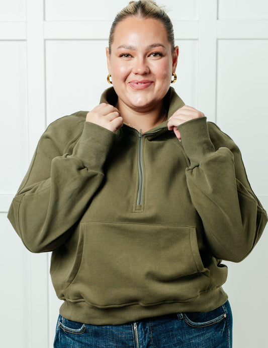 Under Her Spell Half-Zip Pullover | Green