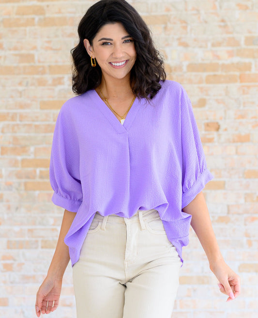 Up For Anything V-Neck Blouse | Lavender