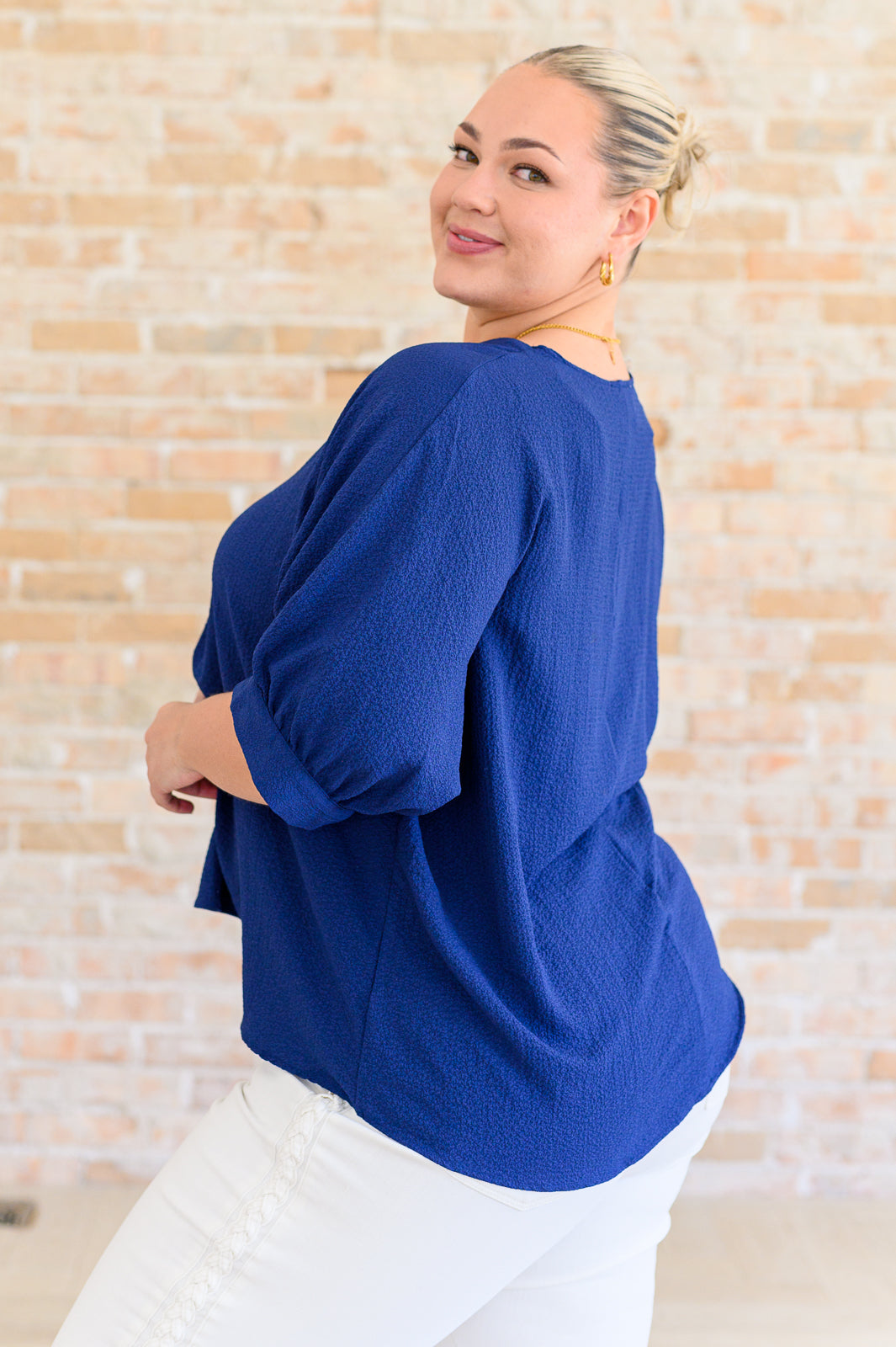 Up For Anything V-Neck Blouse | Navy