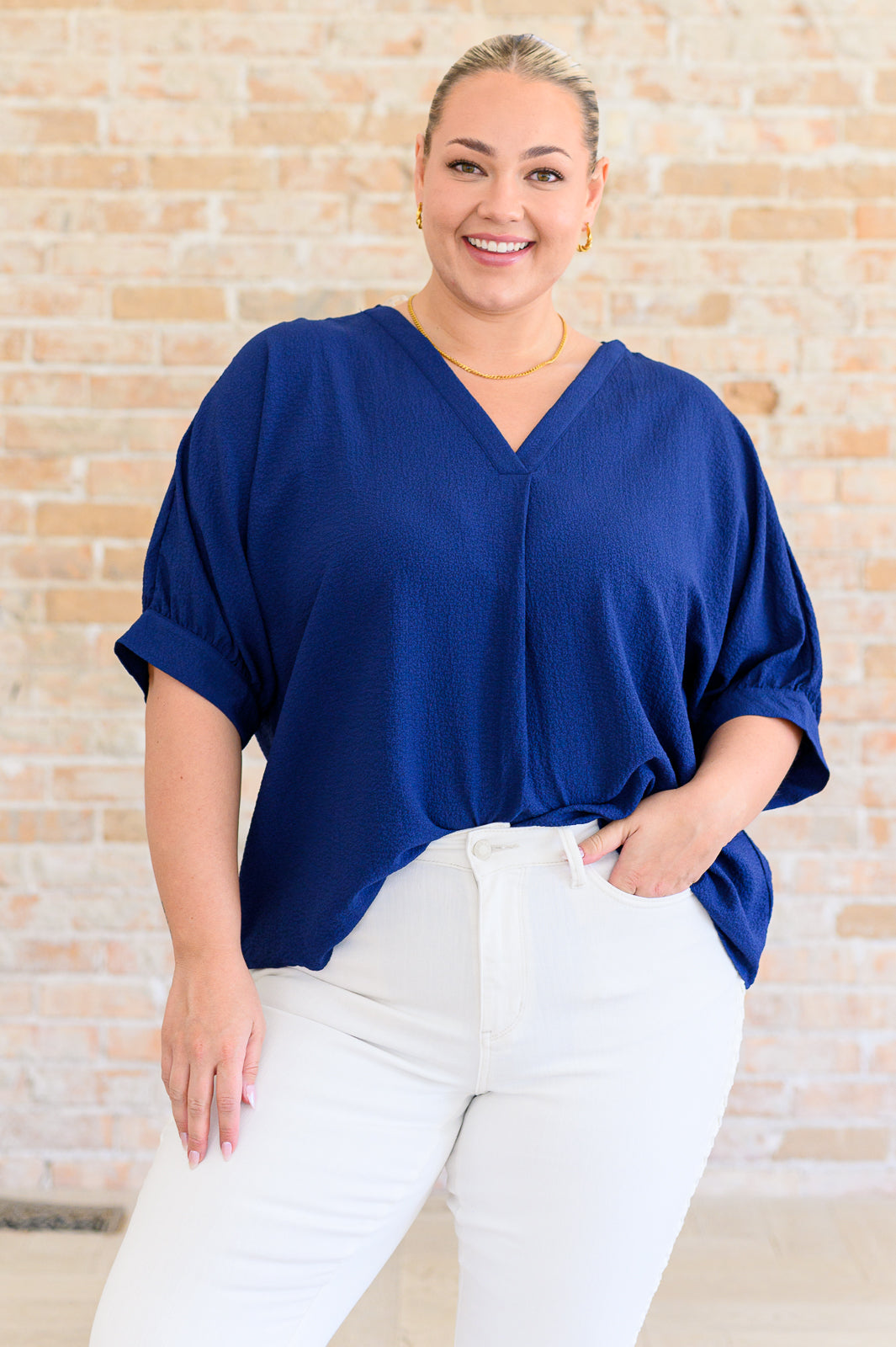 Up For Anything V-Neck Blouse | Navy