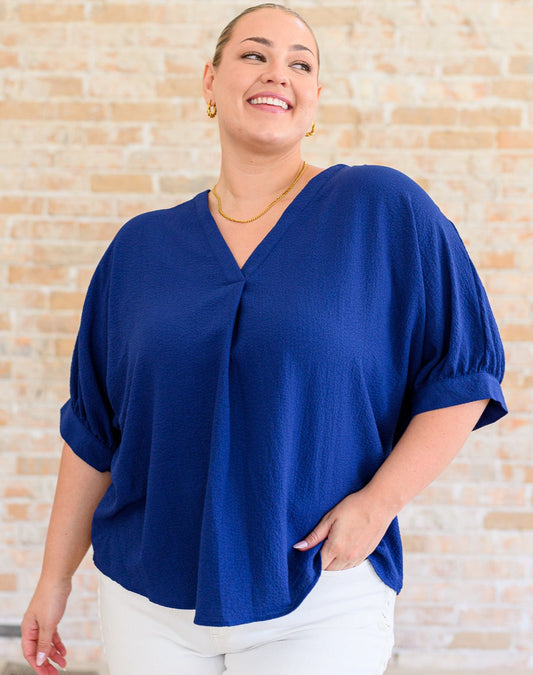 Up For Anything V-Neck Blouse | Navy