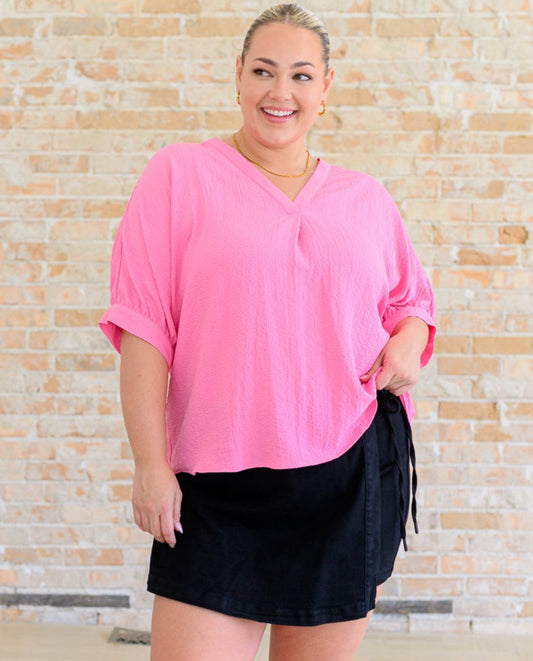 Up For Anything V-Neck Blouse | Pink