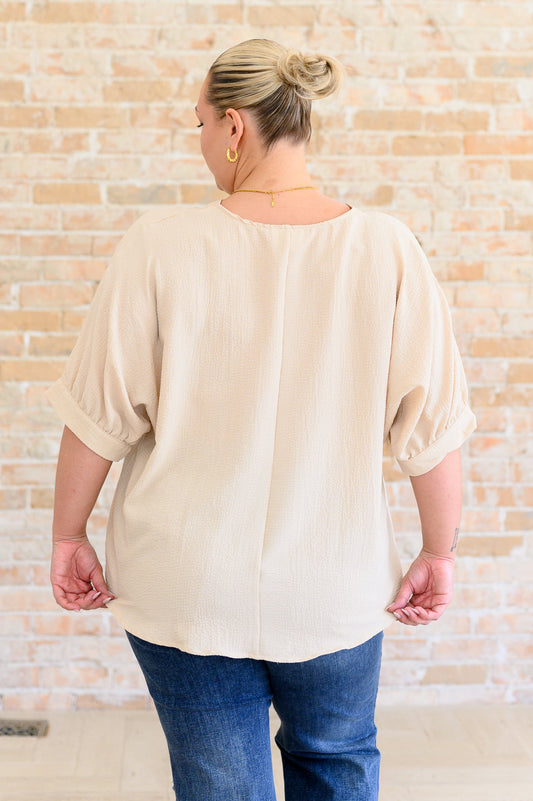 Up For Anything V-Neck Blouse | Taupe