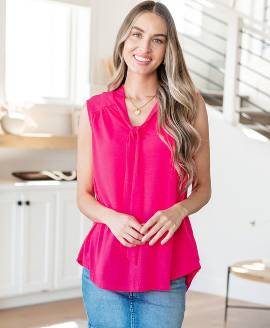 Uptown Girl Tie Detail Sleeveless Blouse