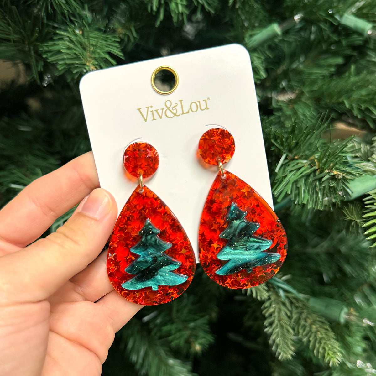 Glitter Tree Earrings