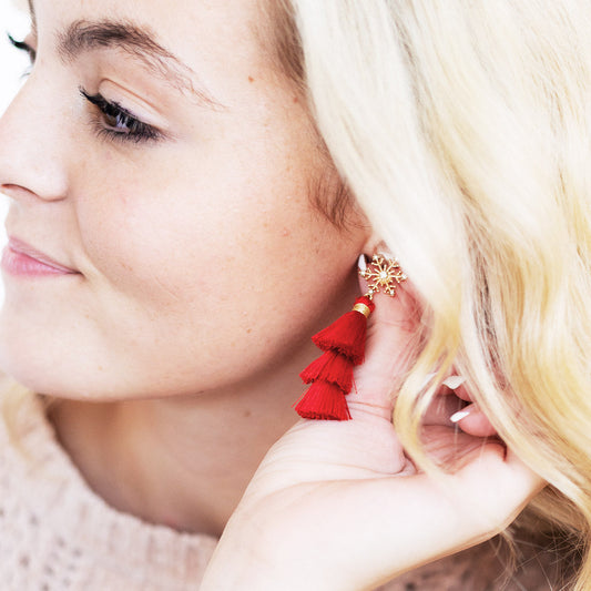 Let it Snow Earrings | Red