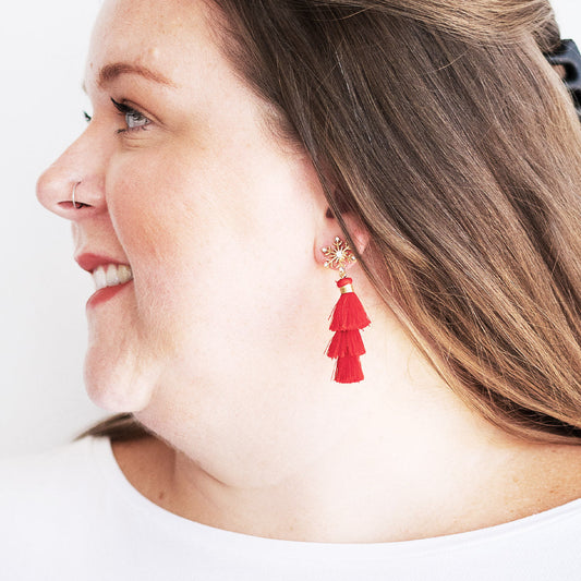 Let it Snow Earrings | Red