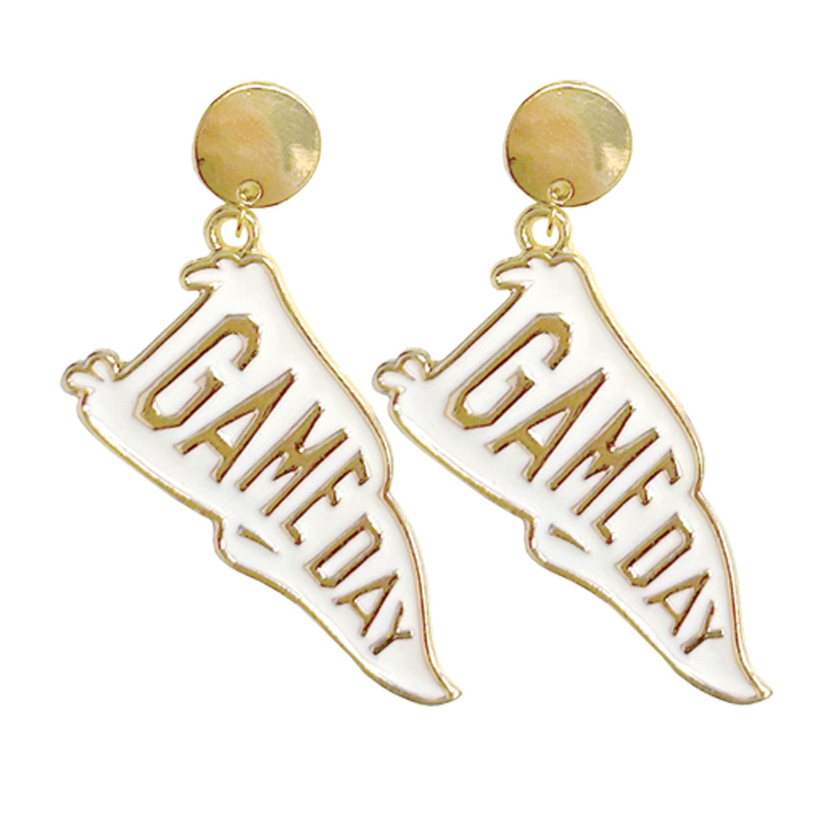 Game Day Pennant Earrings | White