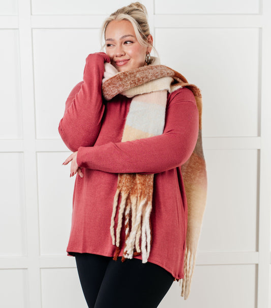 Wanderlust Oversized Plaid Scarf | Light Brown