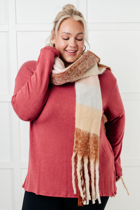 Wanderlust Wrap Oversized Plaid Fringe Scarf | Light Brown