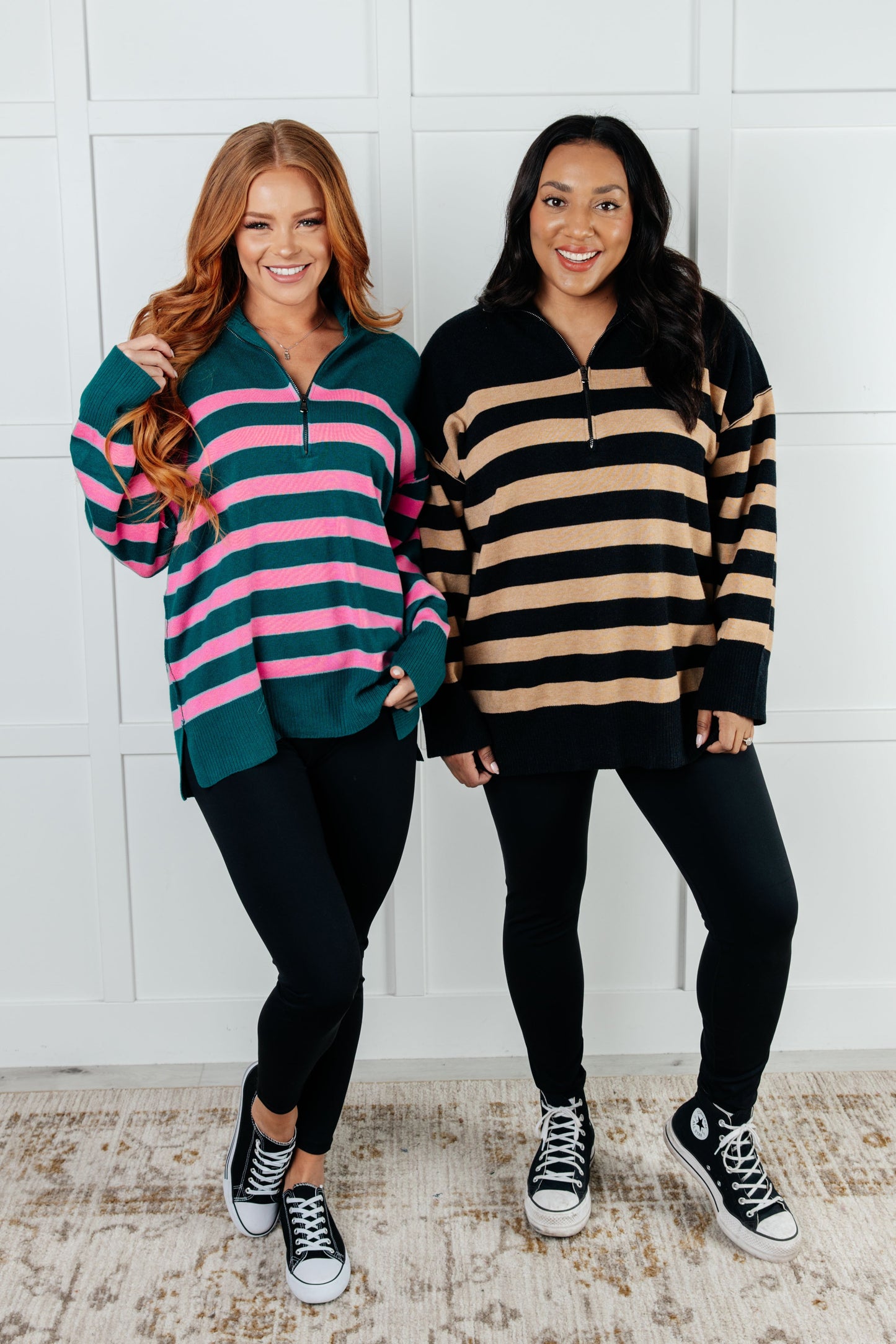 Well Situated Striped Sweater | Green & Pink