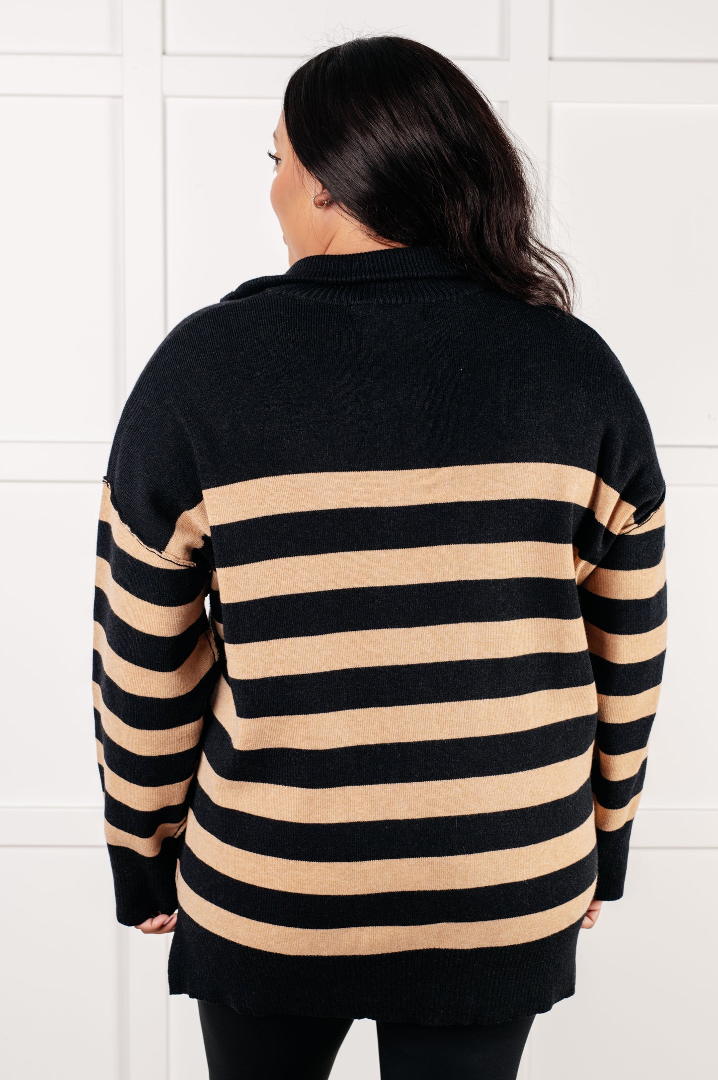 Well Situated Striped Sweater | Black & Tan