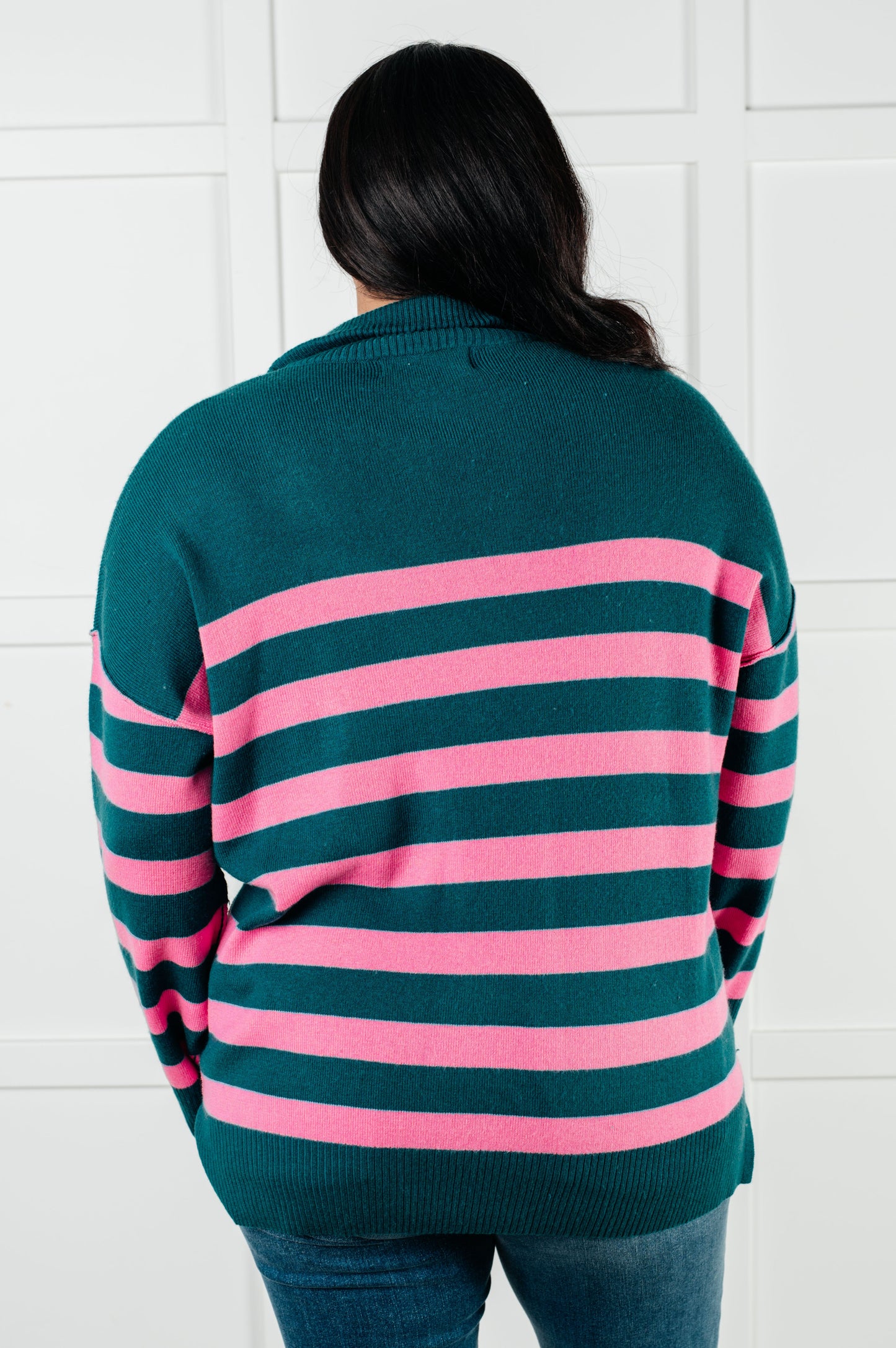 Well Situated Striped Sweater | Green & Pink