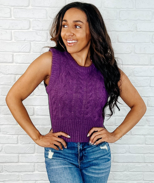 What's On Your Mind Cable Knit Vest