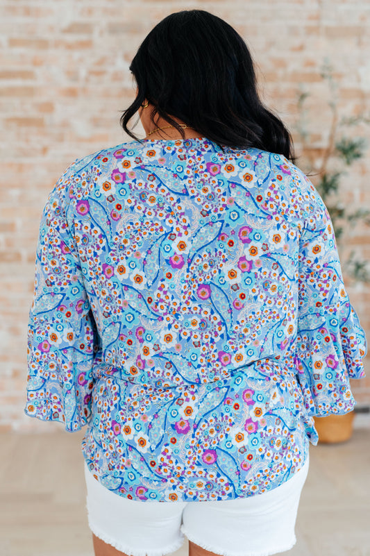 Willow Bell Sleeve Top | Retro Ditsy Floral