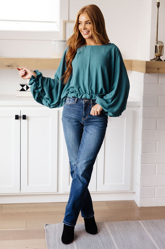 Winging It Ruffle Top | Teal