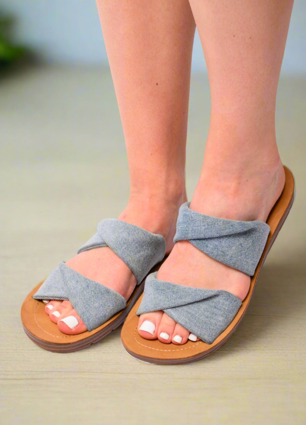 With a Twist Sandals | Denim