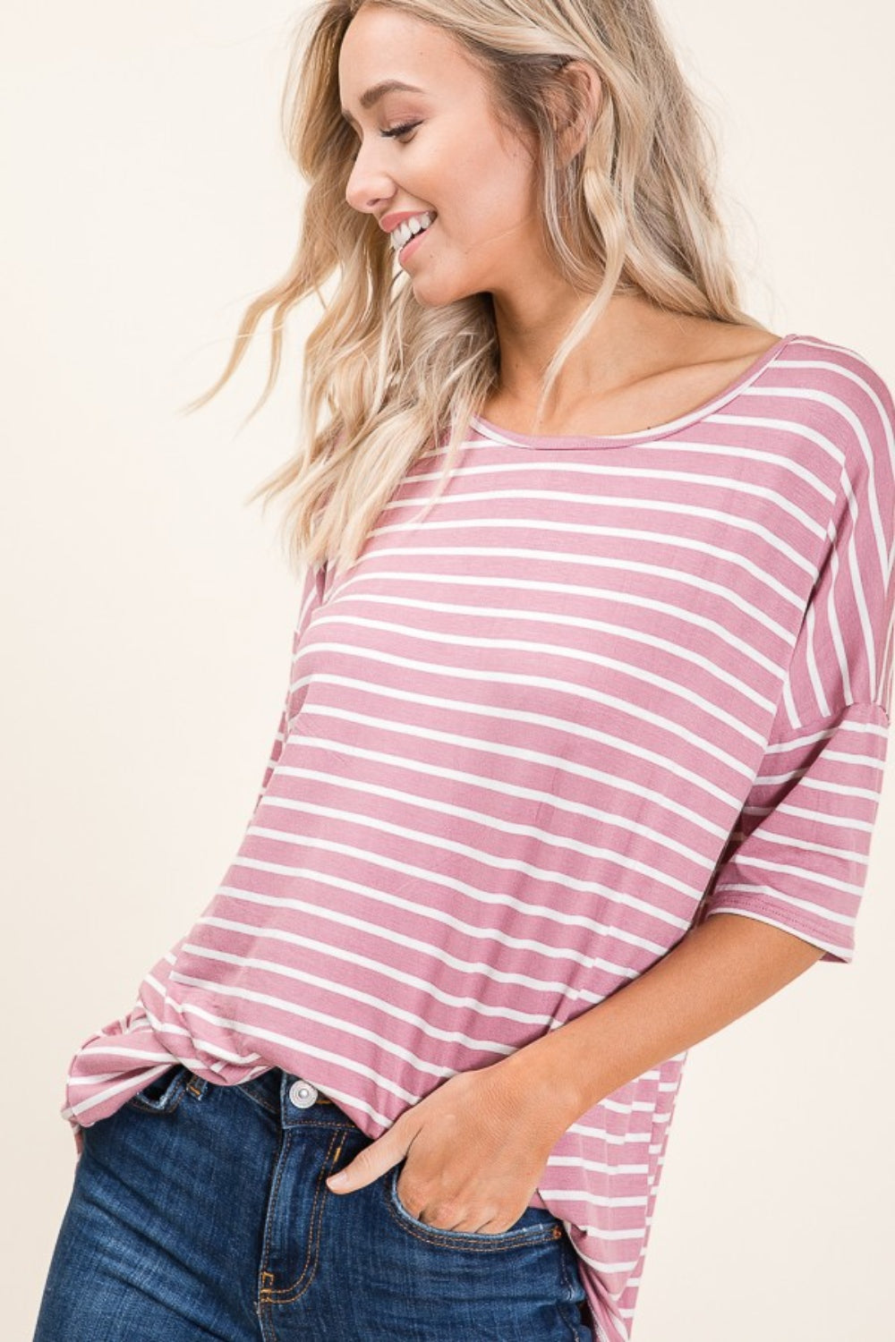 Striped Half Sleeve Top