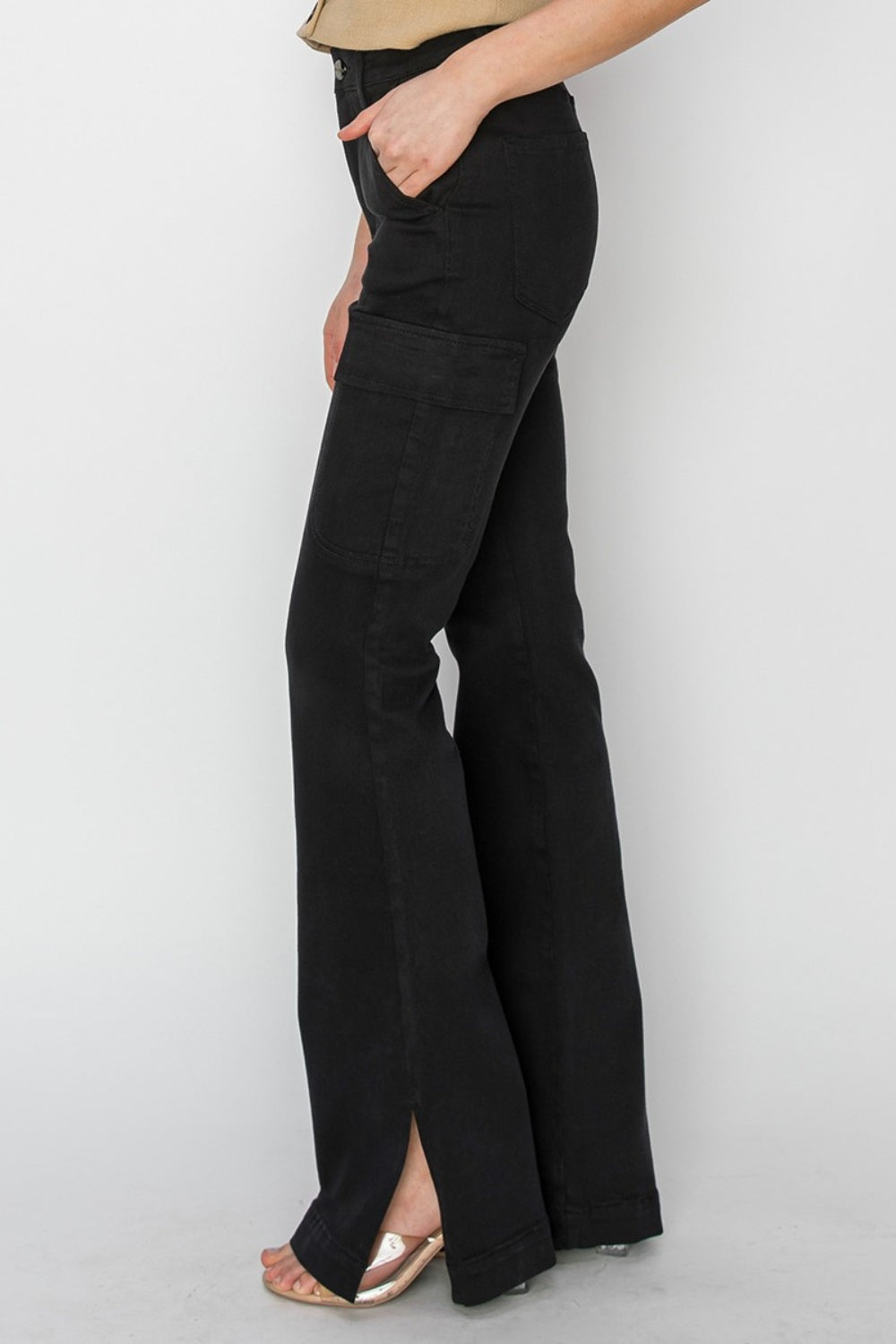Baylee High-Rise Side Slit Cargo Bootcut Jeans | Risen