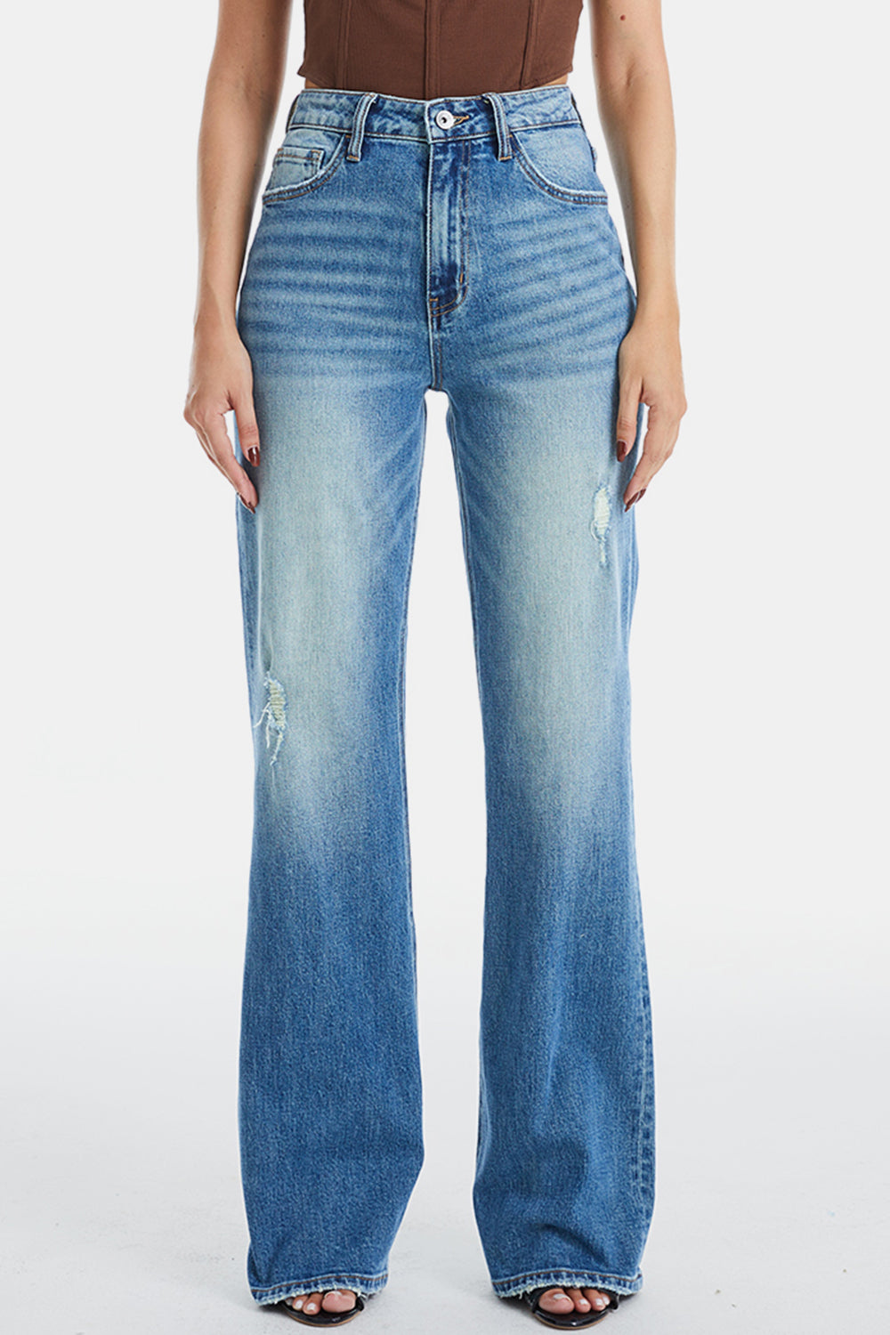 Lainey Ultra High-Waist Gradient Bootcut Jeans | Bayeas