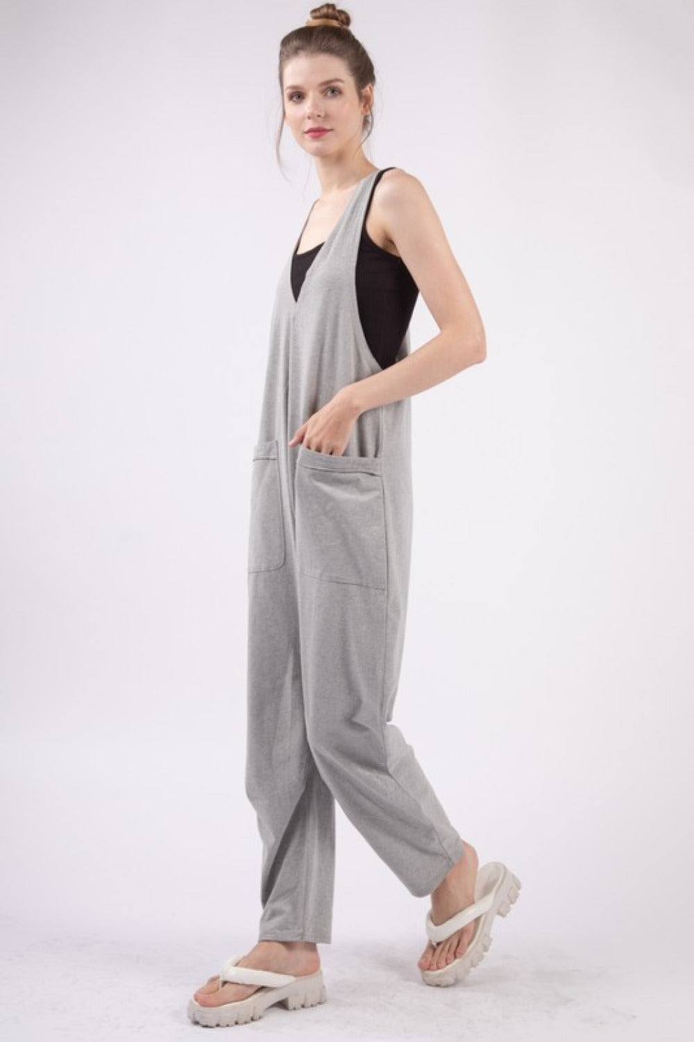 Jacqueline Plunge Sleeveless Jumpsuit