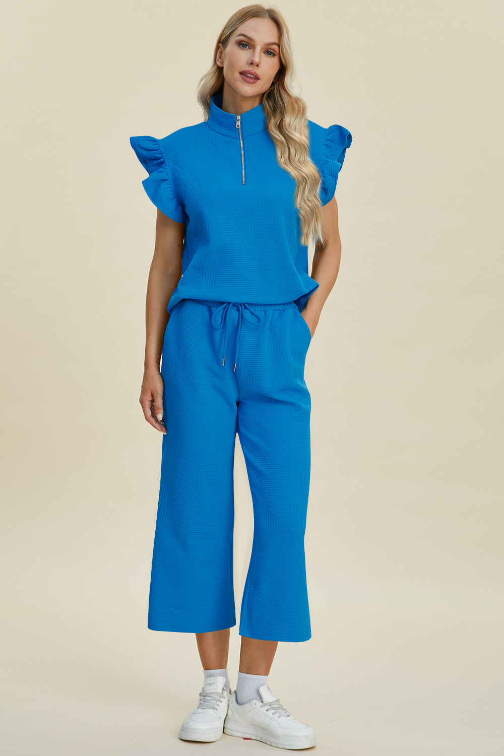 Azaria Ruffle Short Sleeve Top & Wide Leg Pants Set | Multiple Colors