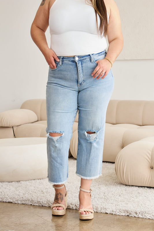 Thalia Tummy Control High-Waist Distressed Jeans | RFM