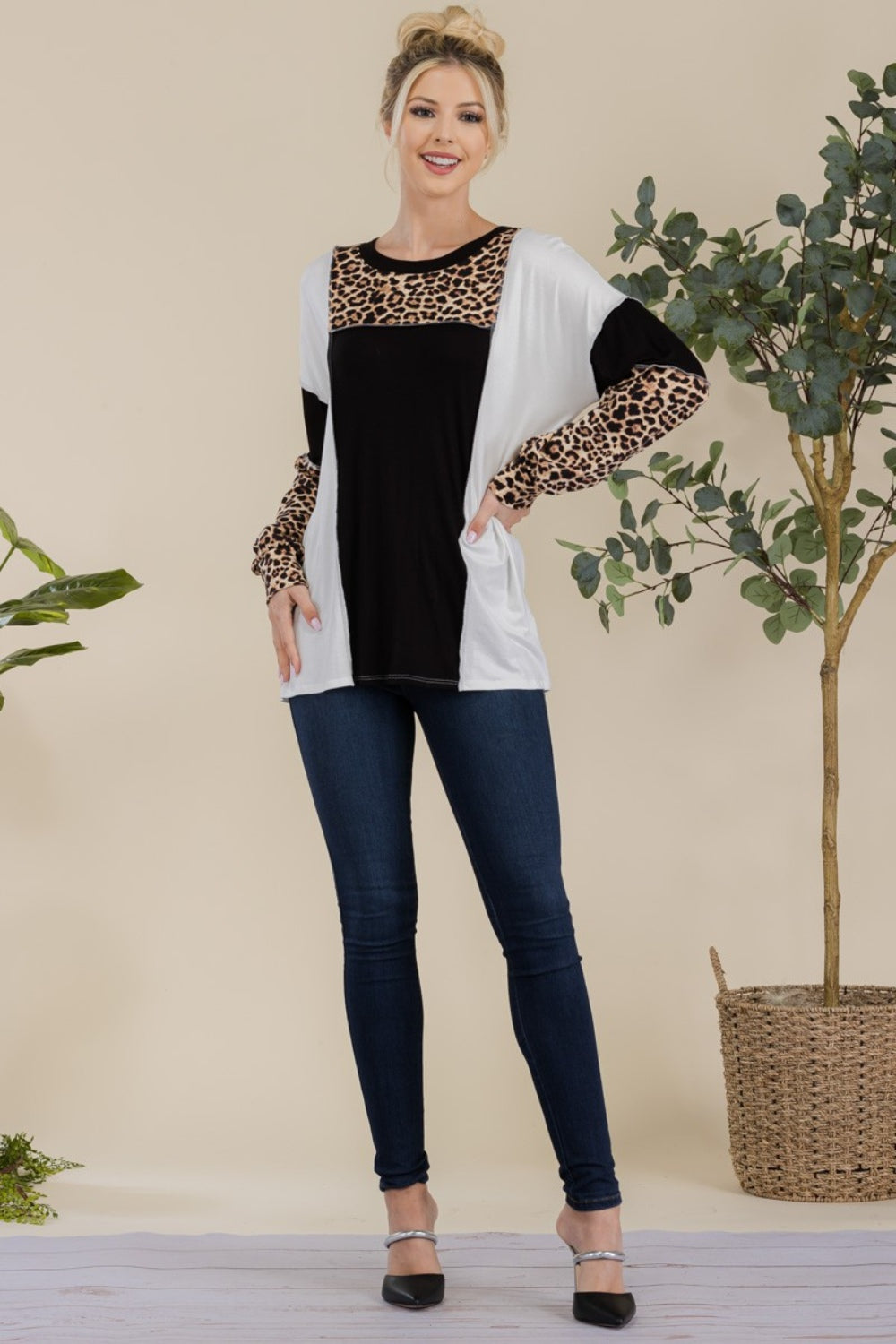 Livia Leopard Exposed Seam Top