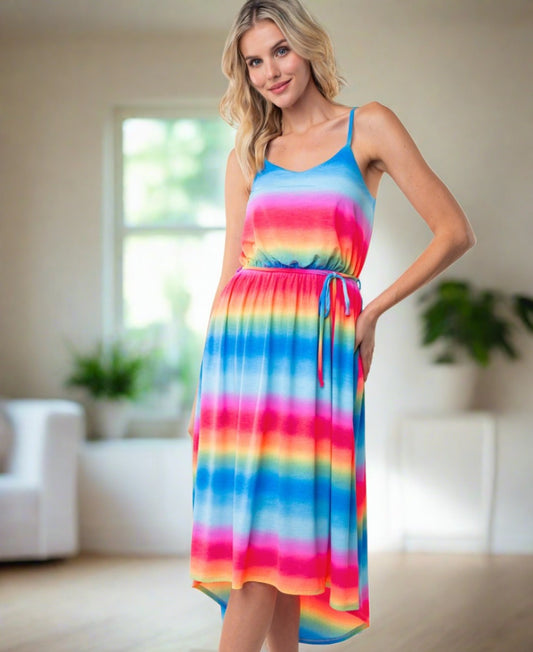 Ombre Striped Midi Cami Dress