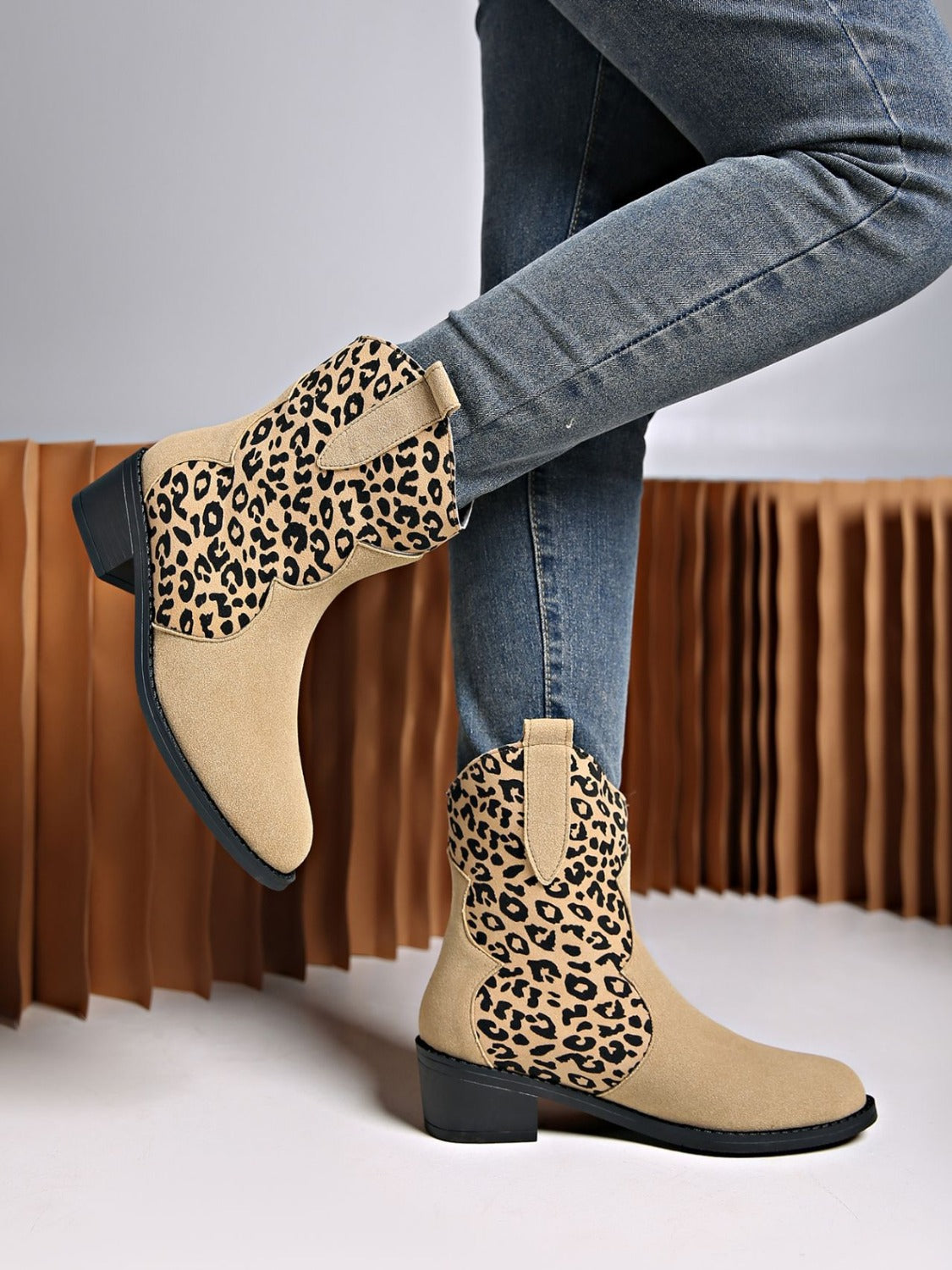 Zendaya Leopard Suede Boots