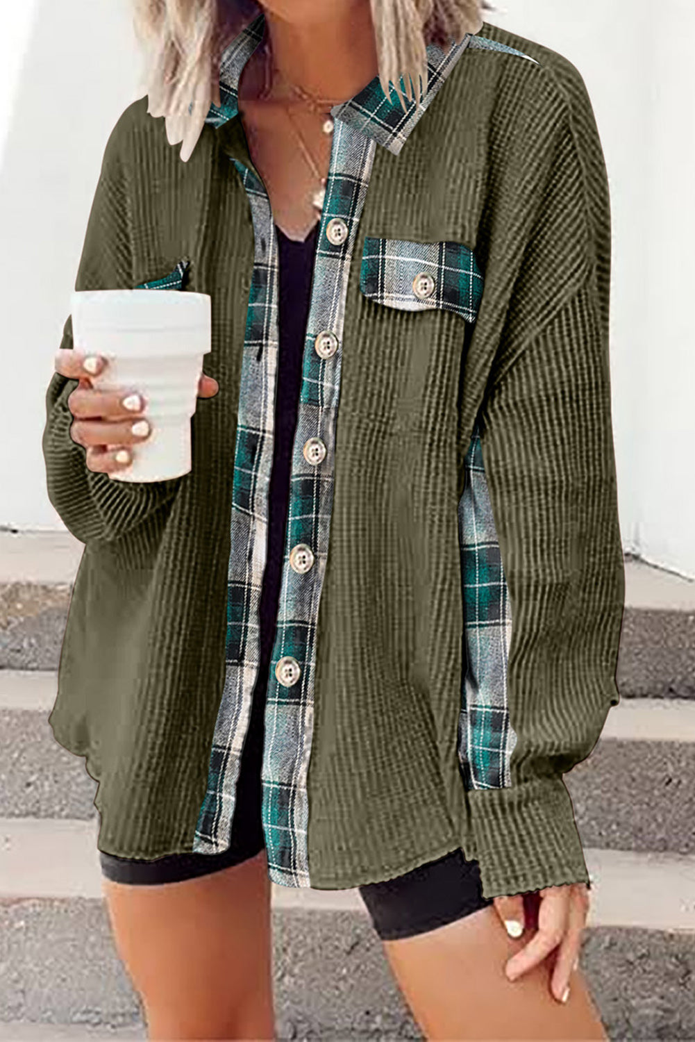 Emmerson Plaid Button Down Collared Shacket