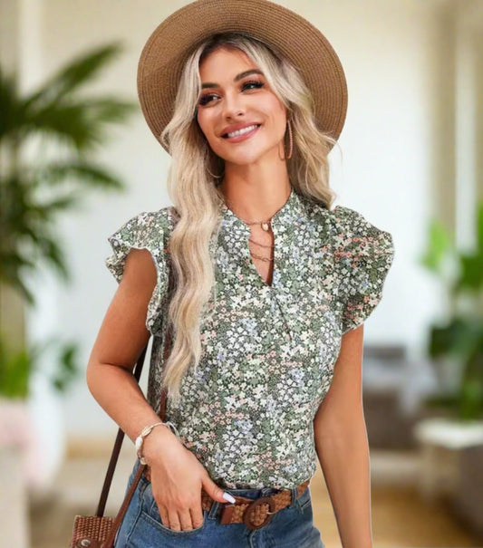 Ruffled Floral Blouse