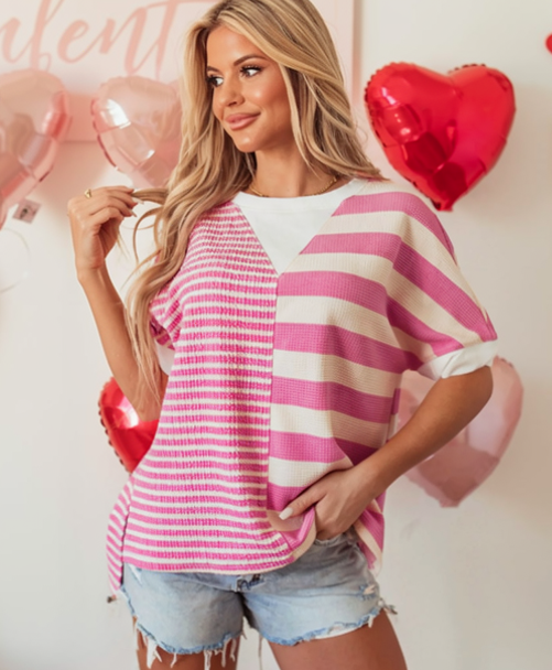 Double Trouble High-Low Striped Top