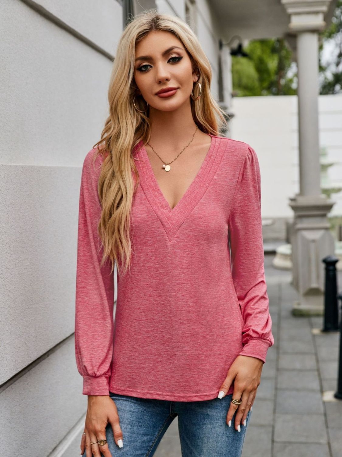 Zara V-Neck Long Sleeve Top | Multiple Colors