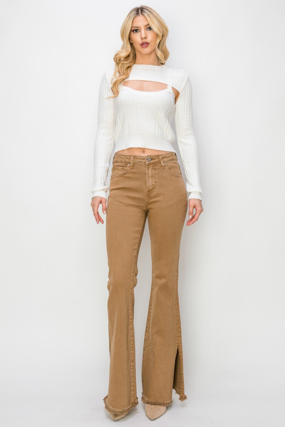 Bailey High-Waist Side Slit Flare Jeans | Risen
