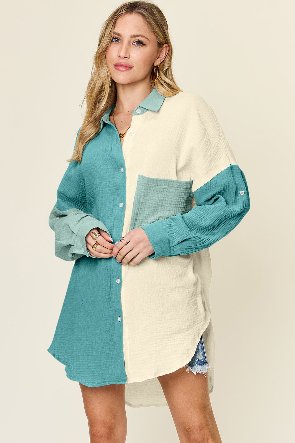 Jasmine Pocketed Button Up Top | Multiple Colors