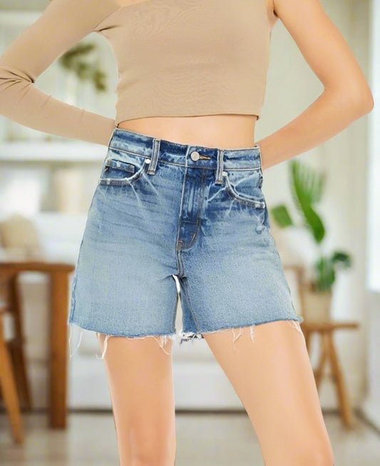 Azariah Raw Hem High-Waist Denim Shorts | Kancan