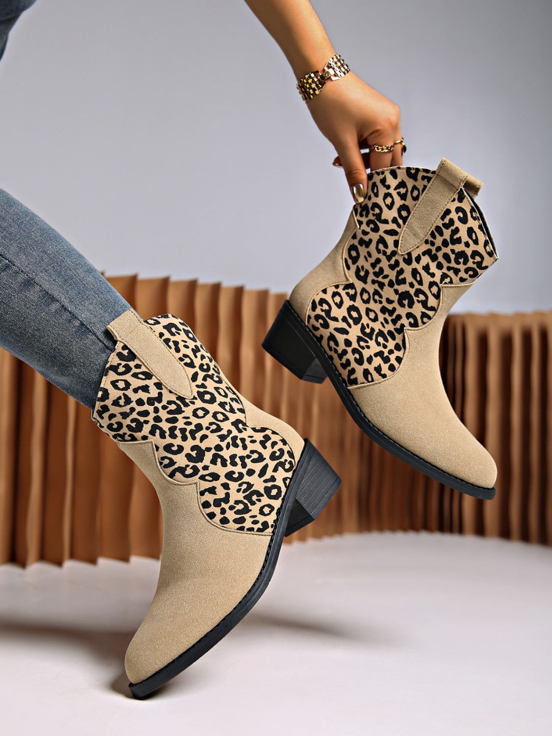 Zendaya Leopard Suede Boots