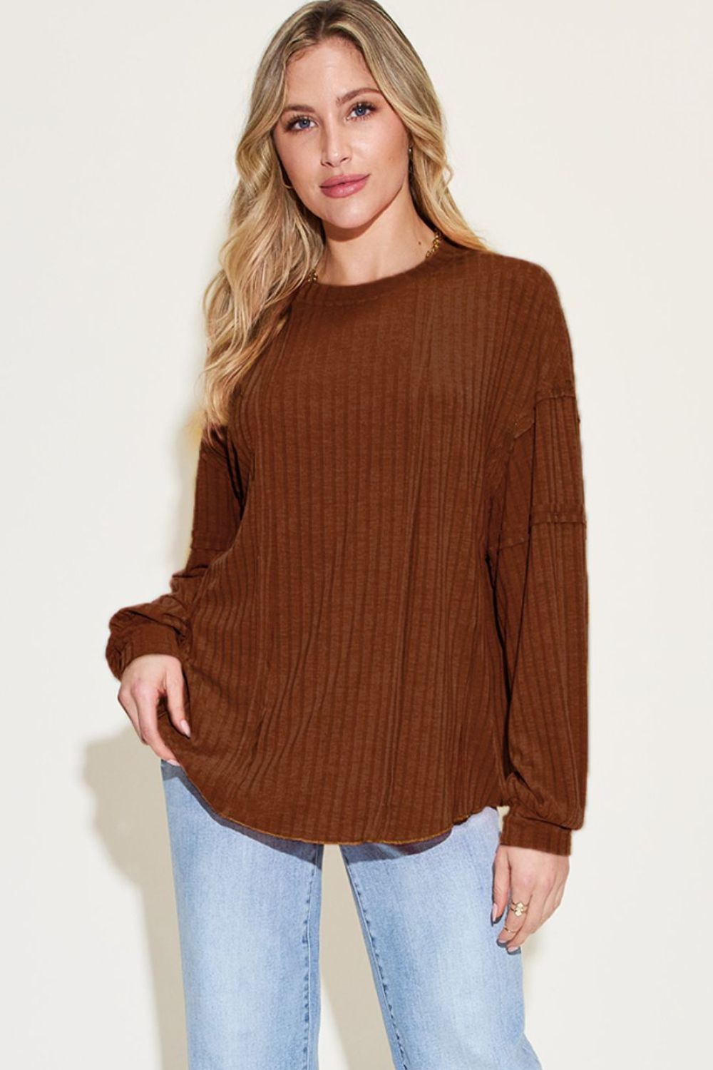 Ribbed Long Sleeve Top | Multiple Colors