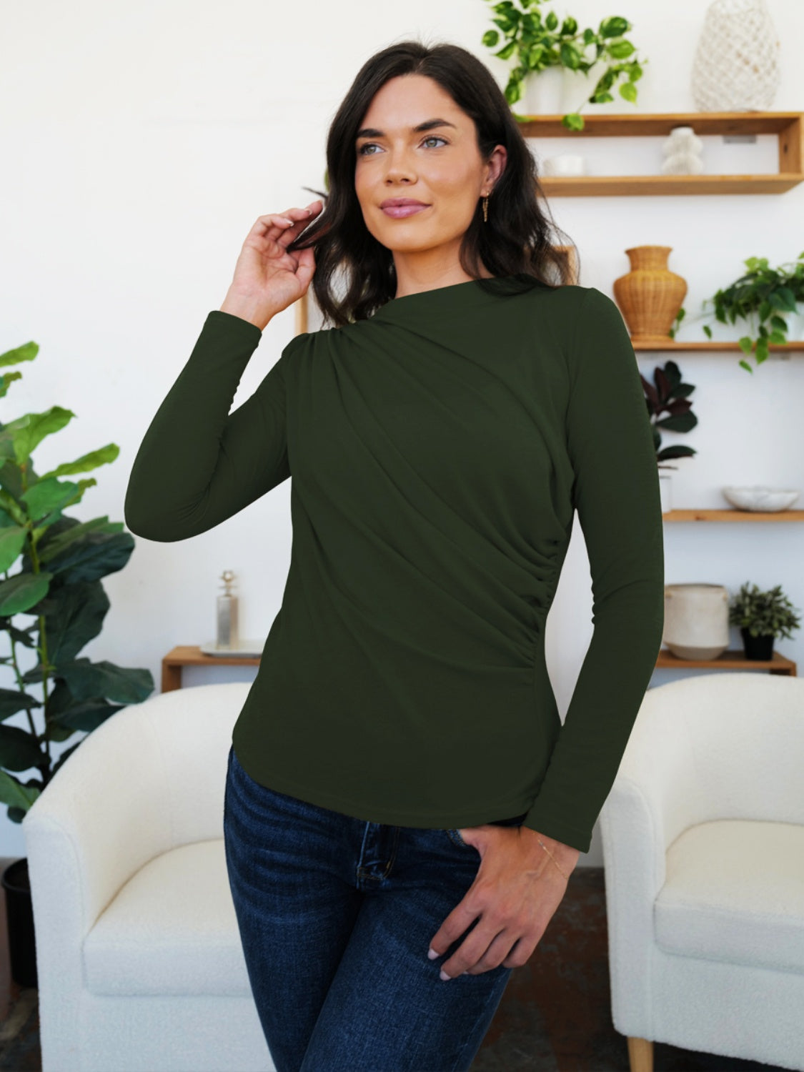 Promise Ruched Long Sleeve Top | Multiple Colors