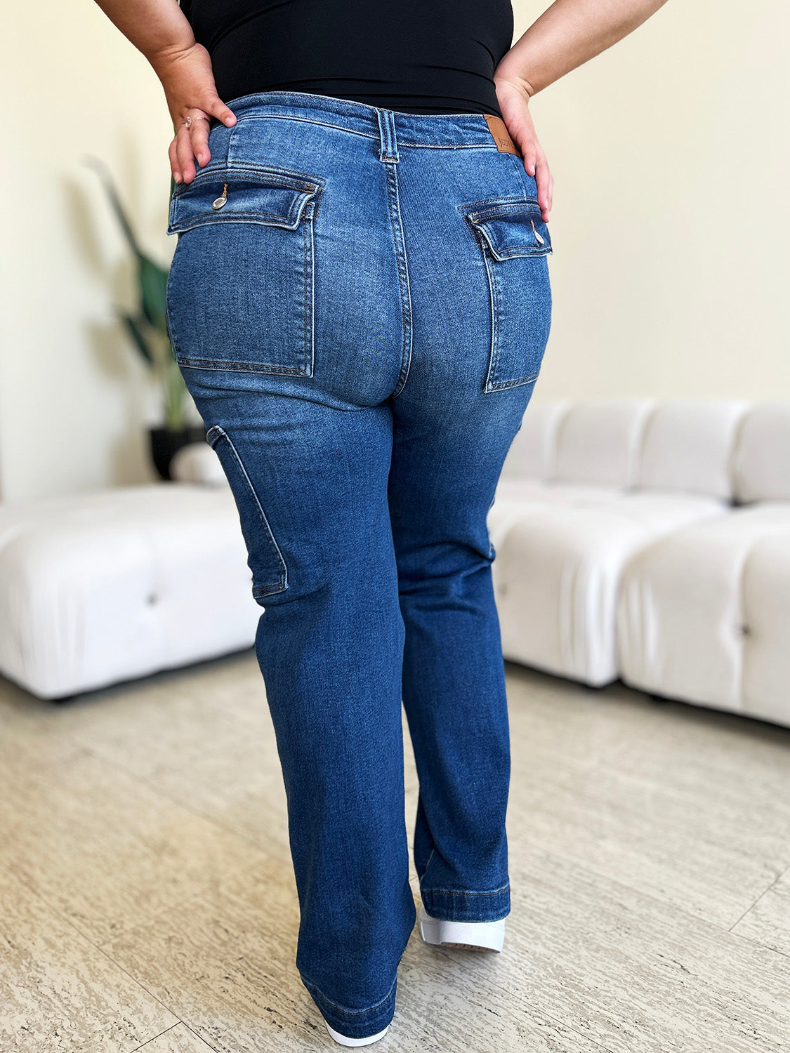 Dulce High-Waist Straight Cargo Jeans | Judy Blue